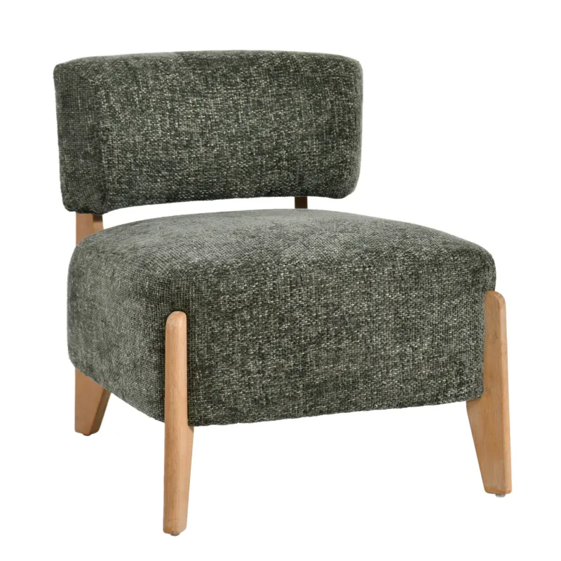 Seizoensaanbieding Vale Fauteuil – Moderne Stoffen Fauteuil met Rubberwood Poten Groen