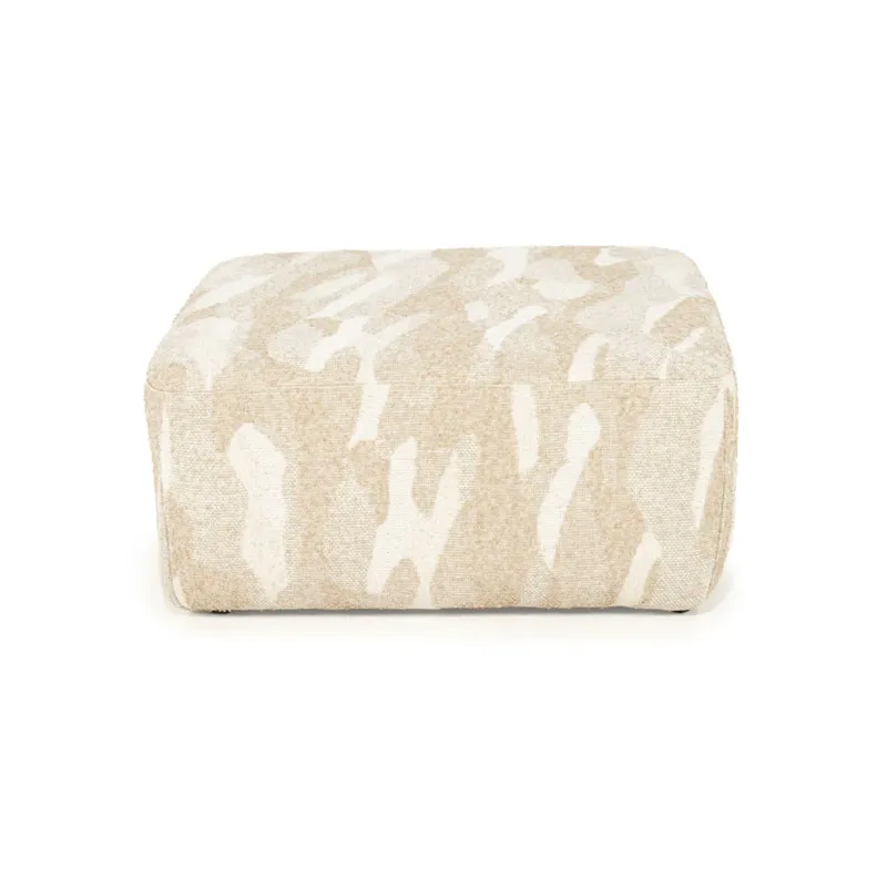Fabrieksprijs Poef Rytm – stof & hout beige large