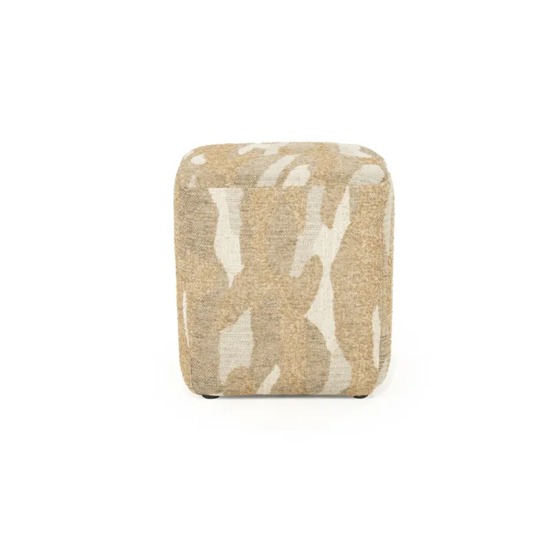 Poef Rytm – stof & hout taupe small Alleen Vandaag