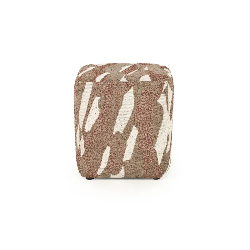 Exclusieve Aanbieding Poef Rytm – stof & hout rood small