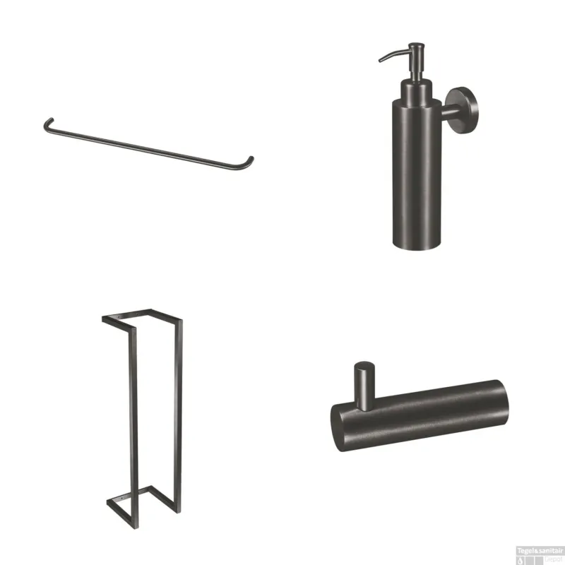 Direct Verzonden Accessoireset Qisani Flow Badkamer Geborsteld Gun Metal