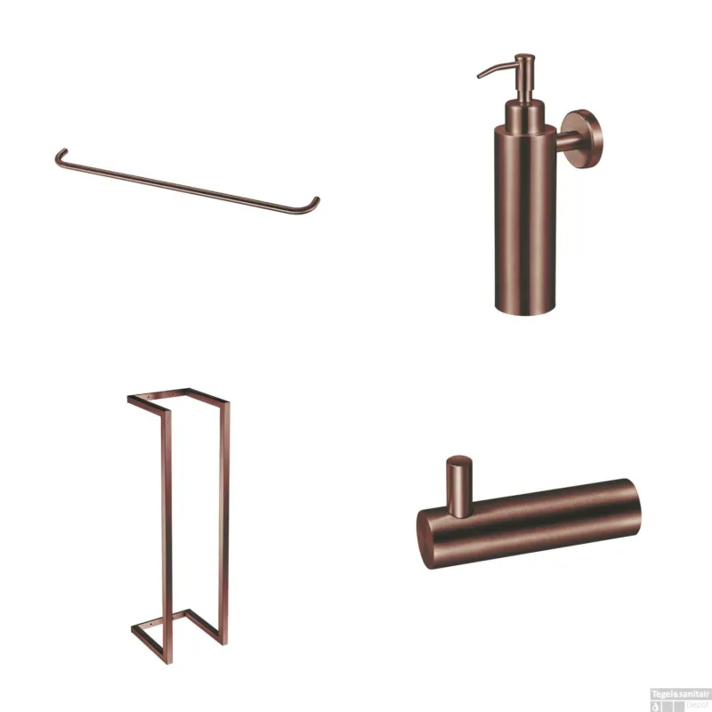 Accessoireset Qisani Flow Badkamer Geborsteld Copper Betrouwbaar