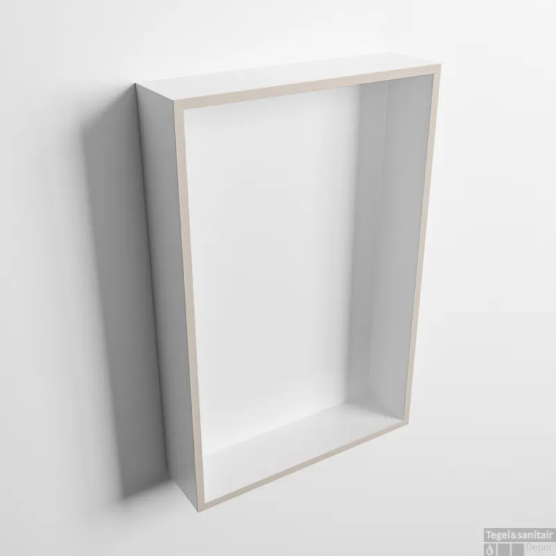 MONDIAZ EASY Nis 44,5x29,5cm in solid surface kleur Linen Talc. 1 vak geschikt voor in- of opbouw Uitverkoop