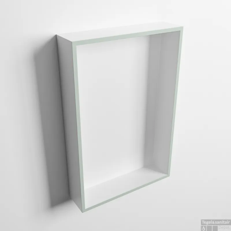 MONDIAZ EASY Nis 44,5x29,5cm in solid surface kleur Greey Talc. 1 vak geschikt voor in- of opbouw Veilige Betaling