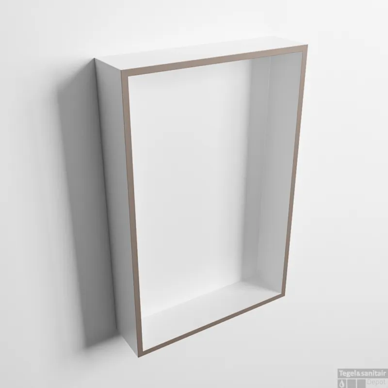 Goedkoop MONDIAZ EASY Nis 44,5x29,5cm in solid surface kleur Smoke Talc. 1 vak geschikt voor in- of opbouw