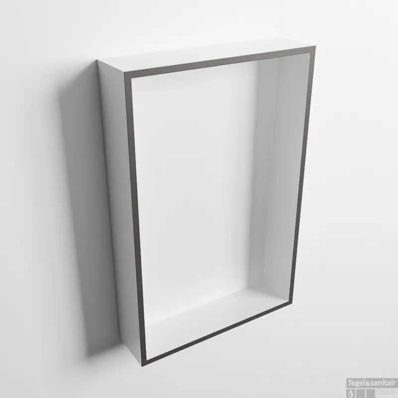 MONDIAZ EASY Nis 44,5x29,5cm in solid surface kleur DarkGrey Talc. 1 vak geschikt voor in- of opbouw Speciale Aanbieding
