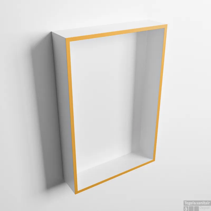 Koopje MONDIAZ EASY Nis 44,5x29,5cm in solid surface kleur Ocher Talc. 1 vak geschikt voor in- of opbouw