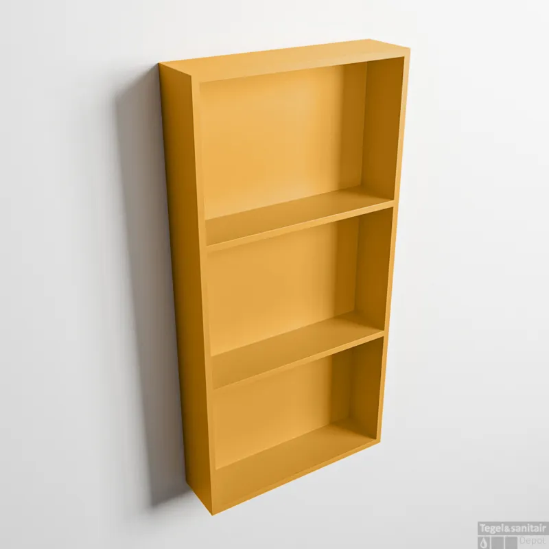 MONDIAZ EASY Nis 59,5x29,5cm in solid surface kleur Ocher Ocher. 3 vakken geschikt voor in- of opbouw Beperkte Voorraad