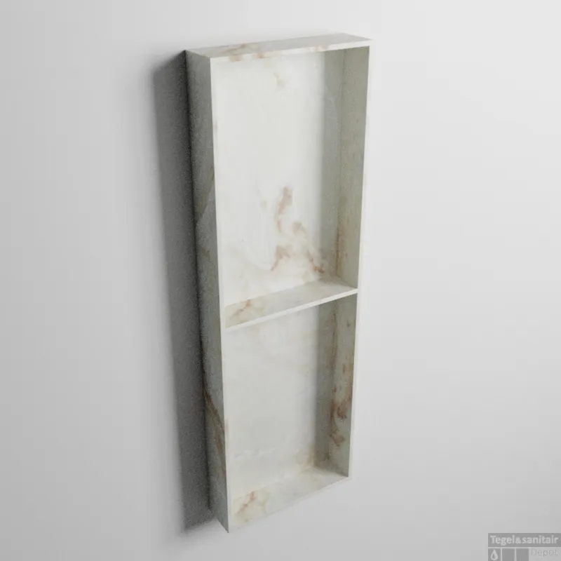 MONDIAZ EASY Nis 59,5x29,5cm in solid surface kleur Frappe. 3 vakken geschikt voor in- of opbouw Finale Uitverkoop
