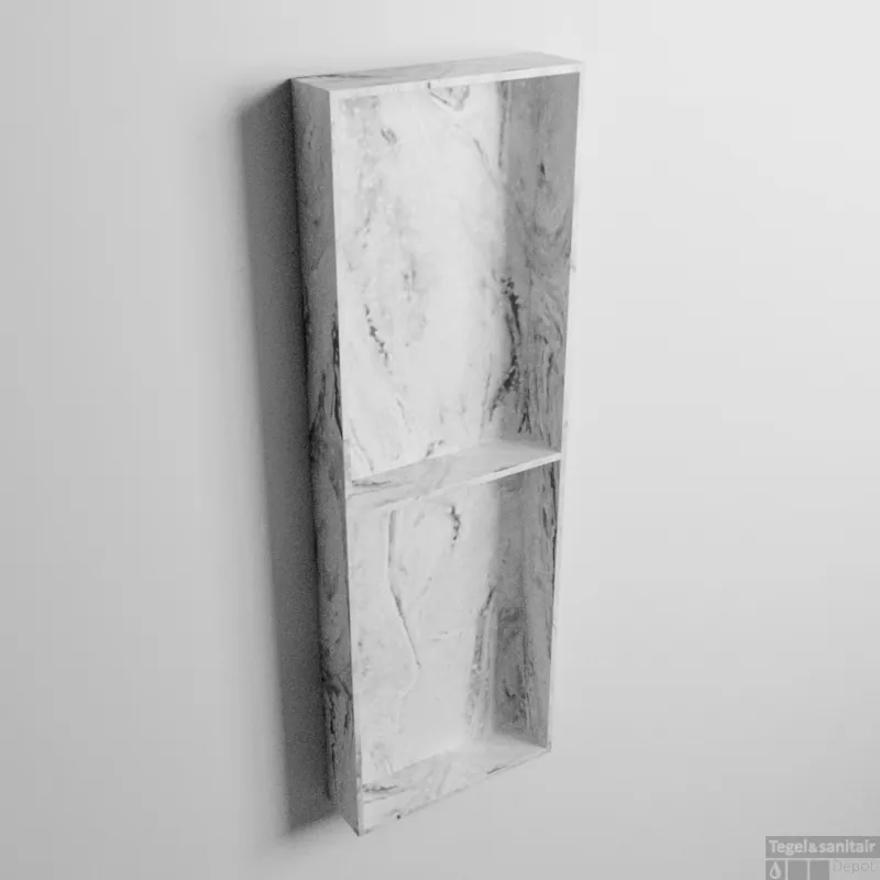 Weekendaanbieding MONDIAZ EASY Nis 59,5x29,5cm in solid surface kleur Glace. 3 vakken geschikt voor in- of opbouw