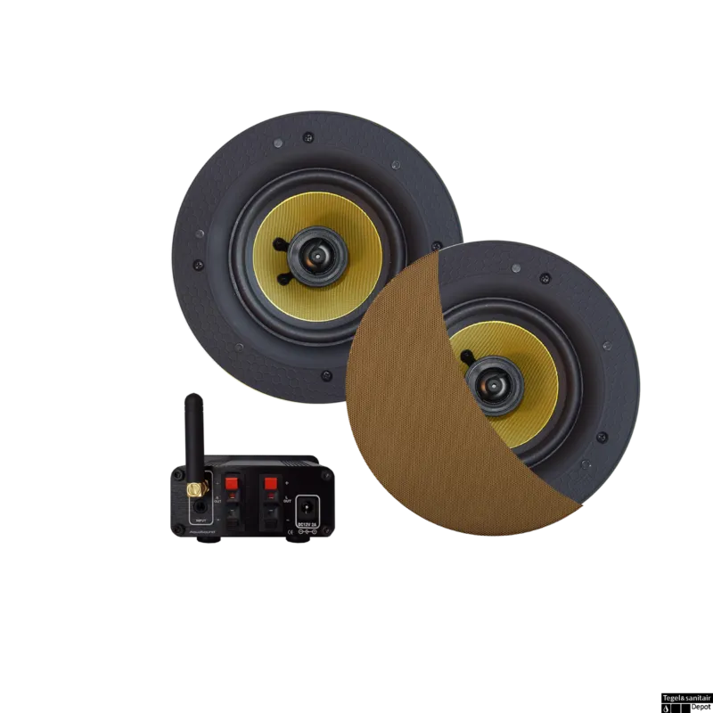 Gecertificeerd Bluetooth Audiosysteem Aquasound (70 Watt / Bt4.0 / Auto-Aux) Met Zumba Speakerset, 230V/18V Brushed Gold