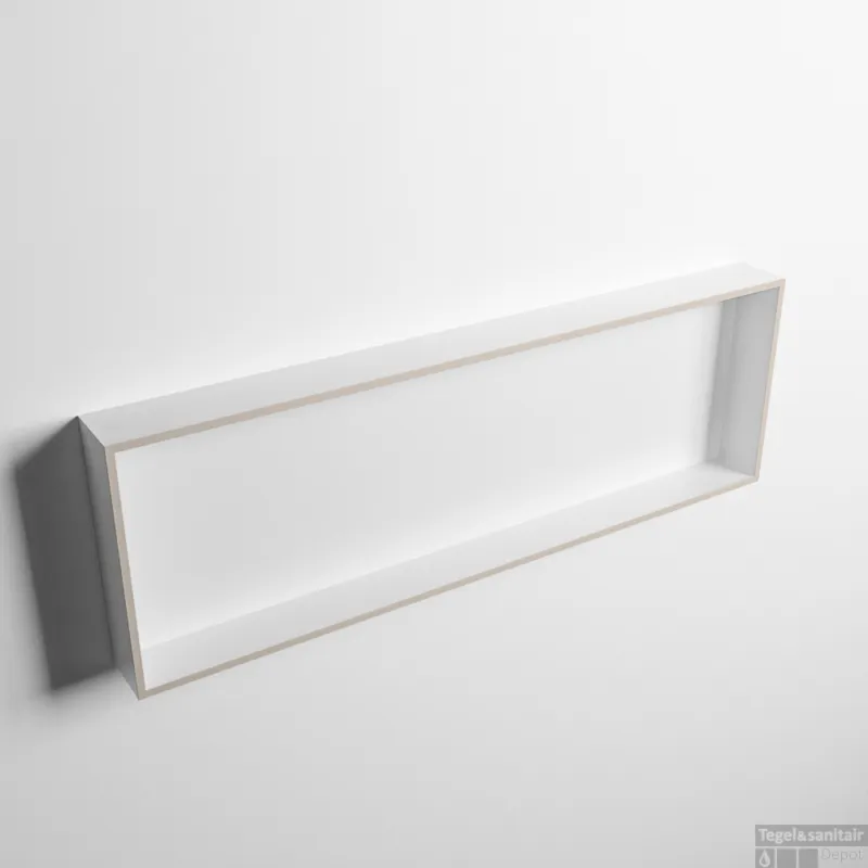 Beperkte Voorraad MONDIAZ EASY Nis 89,5x29,5cm in solid surface kleur Linen Talc. 1 vak geschikt voor in- of opbouw