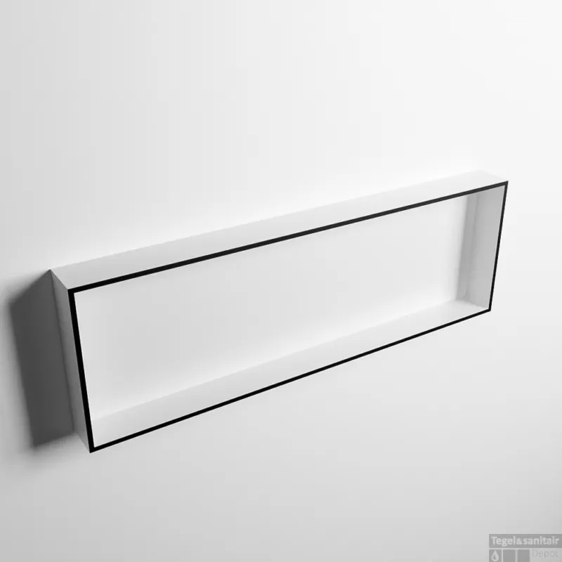 Gecertificeerd MONDIAZ EASY Nis 89,5x29,5cm in solid surface kleur Urban Talc. 1 vak geschikt voor in- of opbouw