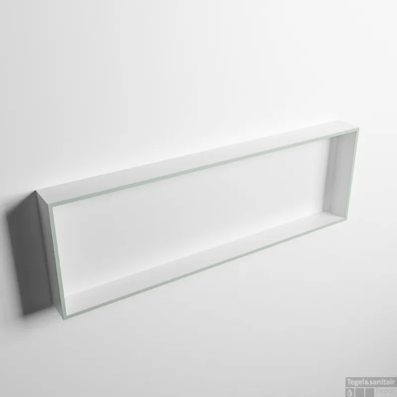 Gratis Retour MONDIAZ EASY Nis 89,5x29,5cm in solid surface kleur Greey Talc. 1 vak geschikt voor in- of opbouw