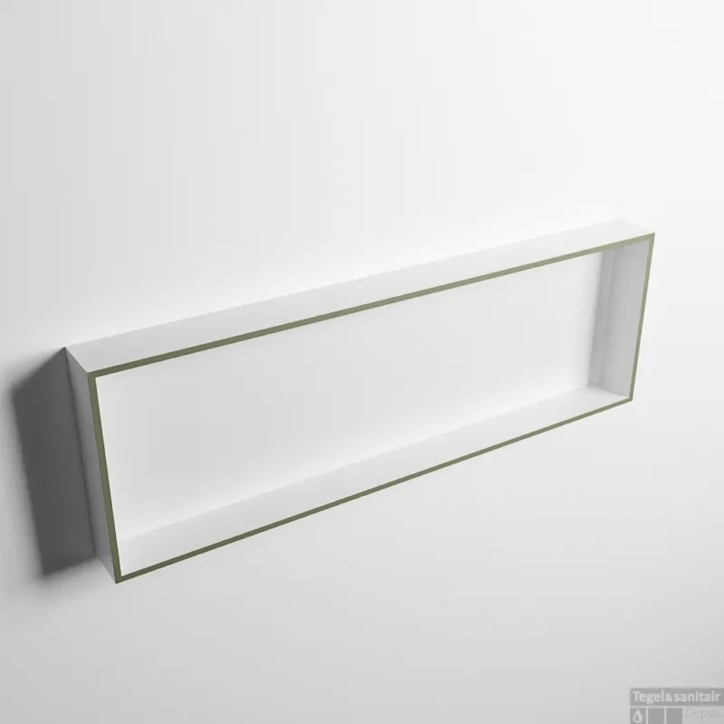 Koop Vandaag MONDIAZ EASY Nis 89,5x29,5cm in solid surface kleur Army Talc. 1 vak geschikt voor in- of opbouw