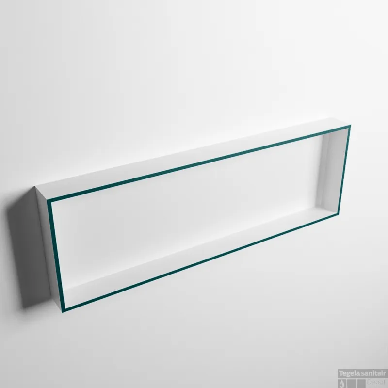 Express Levering MONDIAZ EASY Nis 89,5x29,5cm in solid surface kleur Smag Talc. 1 vak geschikt voor in- of opbouw