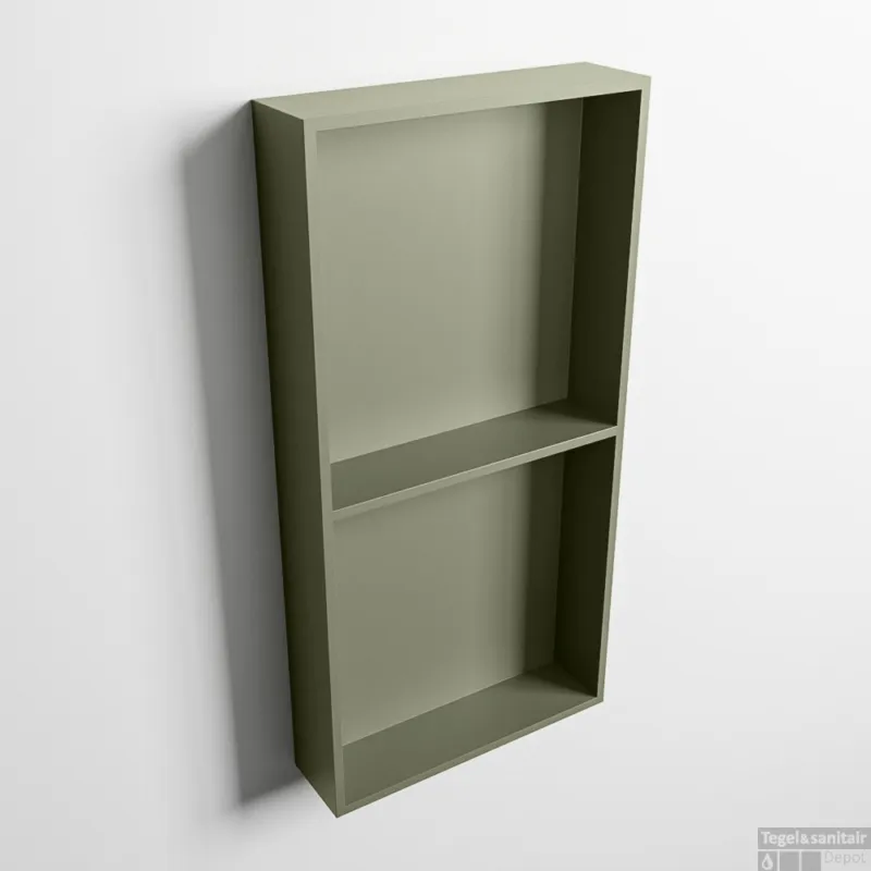 Uitverkoop MONDIAZ EASY Nis 59,5x29,5cm in solid surface kleur Army Army. 2 vakken geschikt voor in- of opbouw