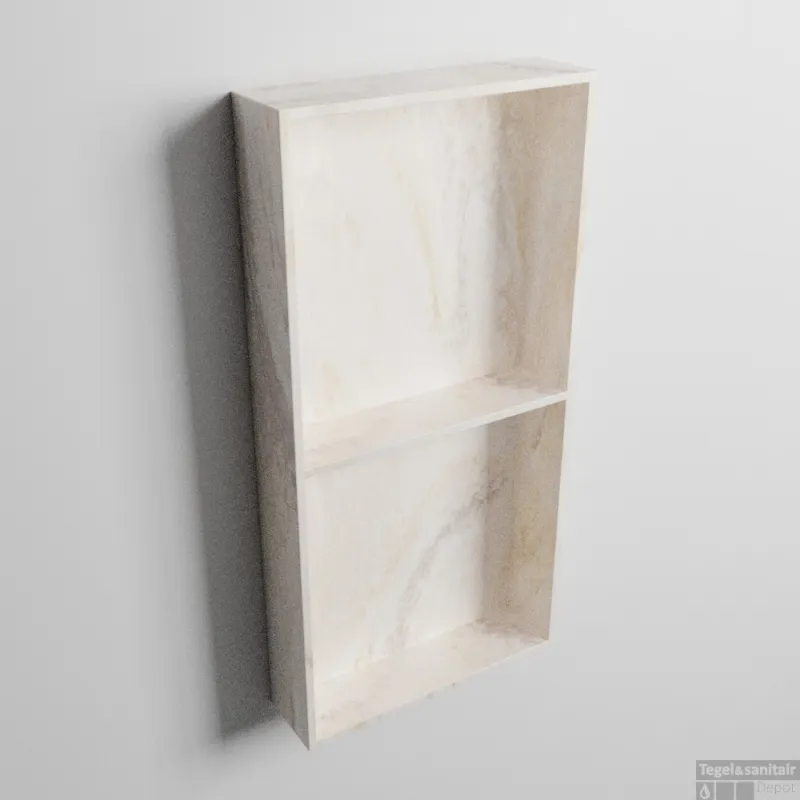 MONDIAZ EASY Nis 59,5x29,5cm in solid surface kleur Ostra. 2 vakken geschikt voor in- of opbouw Betrouwbaar