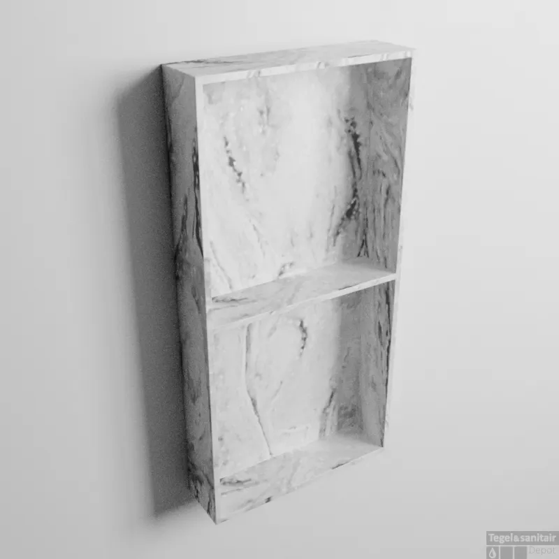 MONDIAZ EASY Nis 59,5x29,5cm in solid surface kleur Glace. 2 vakken geschikt voor in- of opbouw Bestseller