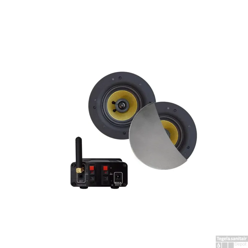 Express Levering Bluetooth Audiosysteem AquaSound (50 Watt / BT4.0 / Auto-AUX) Met Speakerset Van Jazz Sauna 230V/12V Wit