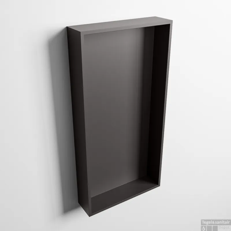 Finale Uitverkoop MONDIAZ EASY Nis 59,5x29,5cm in solid surface kleur DarkGrey DarkGrey. 1 vak geschikt voor in- of opbouw