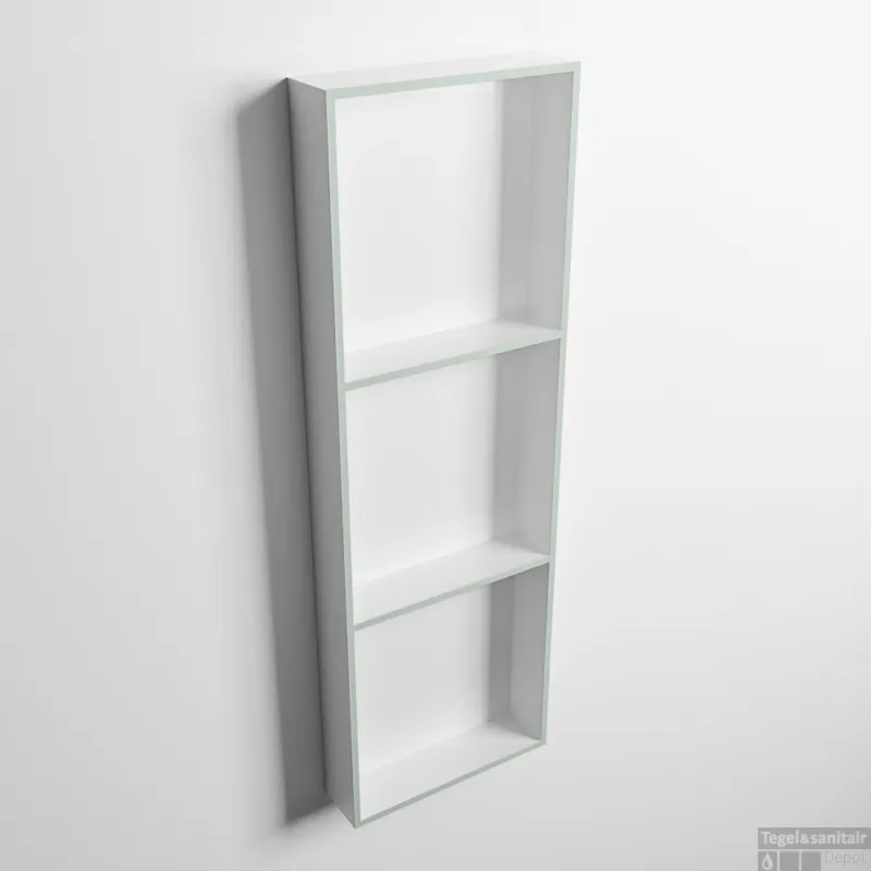 MONDIAZ EASY Nis 89,5x29,5cm in solid surface kleur Greey Talc. 3 vakken geschikt voor in- of opbouw Lage Kosten