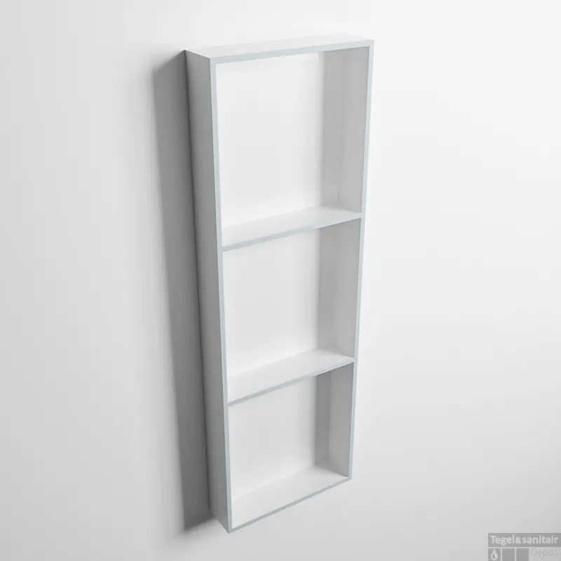 Shop Nu MONDIAZ EASY Nis 89,5x29,5cm in solid surface kleur Clay Talc. 3 vakken geschikt voor in- of opbouw