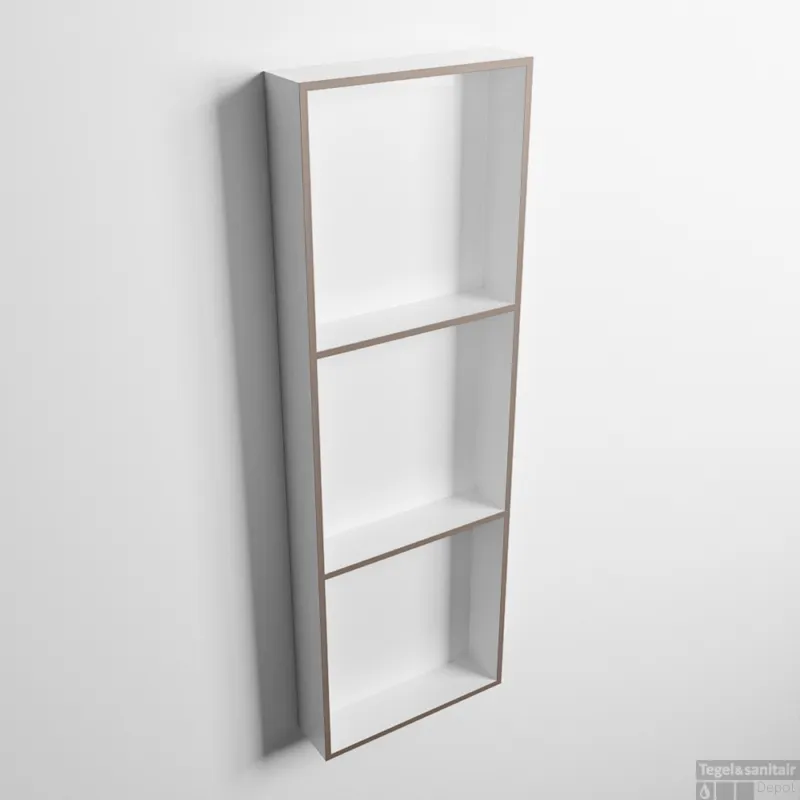 MONDIAZ EASY Nis 89,5x29,5cm in solid surface kleur Smoke Talc. 3 vakken geschikt voor in- of opbouw Nieuw