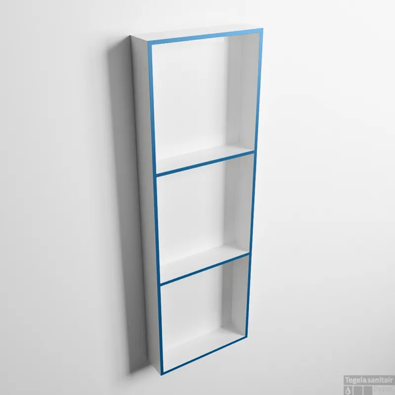 Beste Prijs MONDIAZ EASY Nis 89,5x29,5cm in solid surface kleur Jeans Talc. 3 vakken geschikt voor in- of opbouw