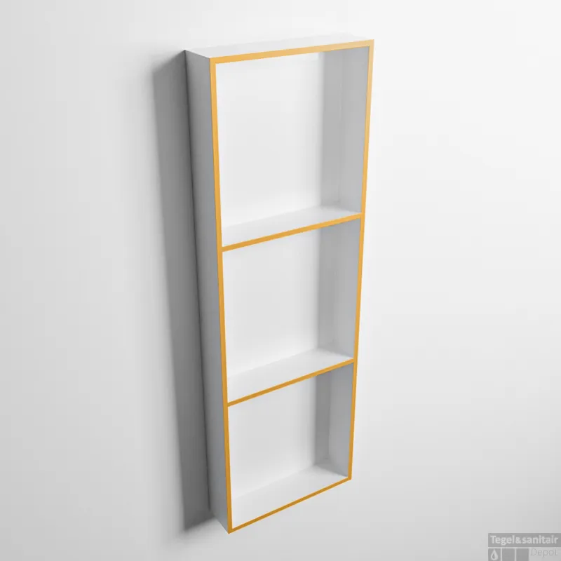 MONDIAZ EASY Nis 89,5x29,5cm in solid surface kleur Ocher Talc. 3 vakken geschikt voor in- of opbouw Finale Uitverkoop