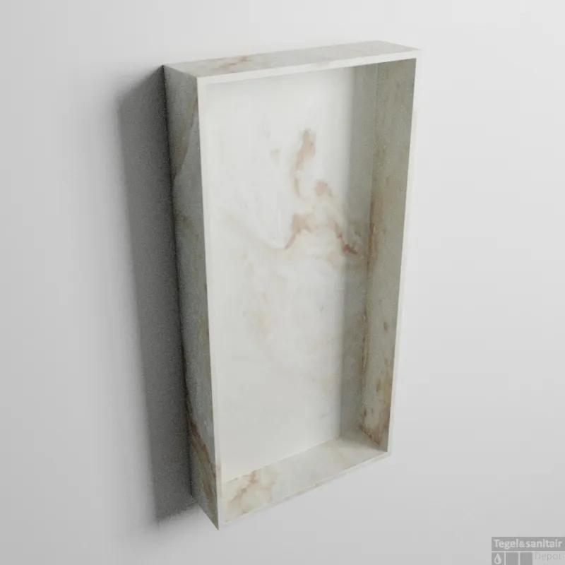 Koop Vandaag MONDIAZ EASY Nis 59,5x29,5cm in solid surface kleur Frappe. 1 vak geschikt voor in- of opbouw