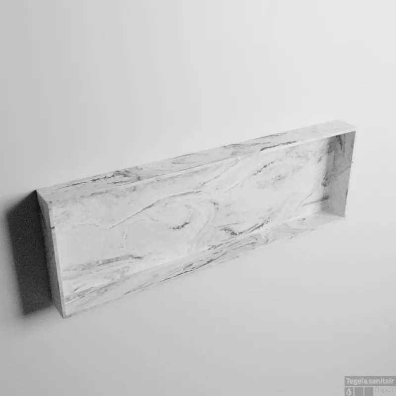 Direct Verzonden MONDIAZ EASY Nis 89,5x29,5cm in solid surface kleur Glace. 1 vak geschikt voor in- of opbouw