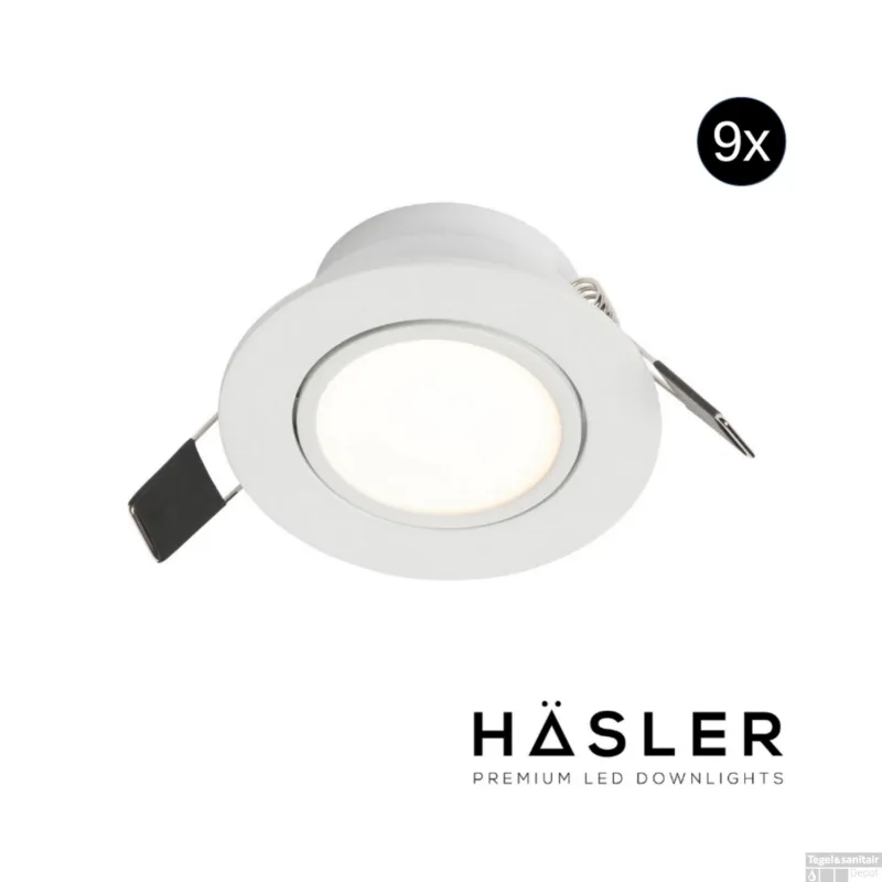 Bestseller Inbouwspot Häsler Ancona Incl. Fase Aansnijding Dimbaar 8 cm 4 Watt Warm Wit RVS Set 9x