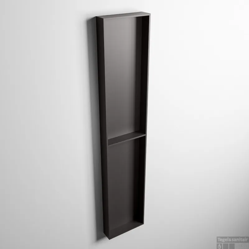 Koop Vandaag MONDIAZ EASY Nis 89,5x29,5cm in solid surface kleur DarkGrey DarkGrey. 2 vakken geschikt voor in- of opbouw