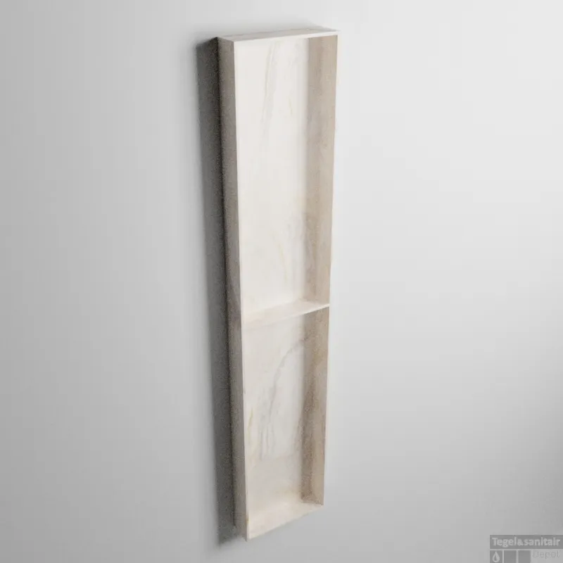 Beperkt Aanbod MONDIAZ EASY Nis 89,5x29,5cm in solid surface kleur Ostra. 2 vakken geschikt voor in- of opbouw