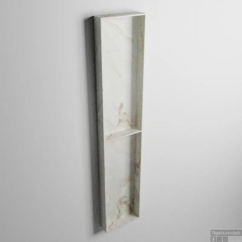 MONDIAZ EASY Nis 89,5x29,5cm in solid surface kleur Frappe. 2 vakken geschikt voor in- of opbouw Voordeelprijs