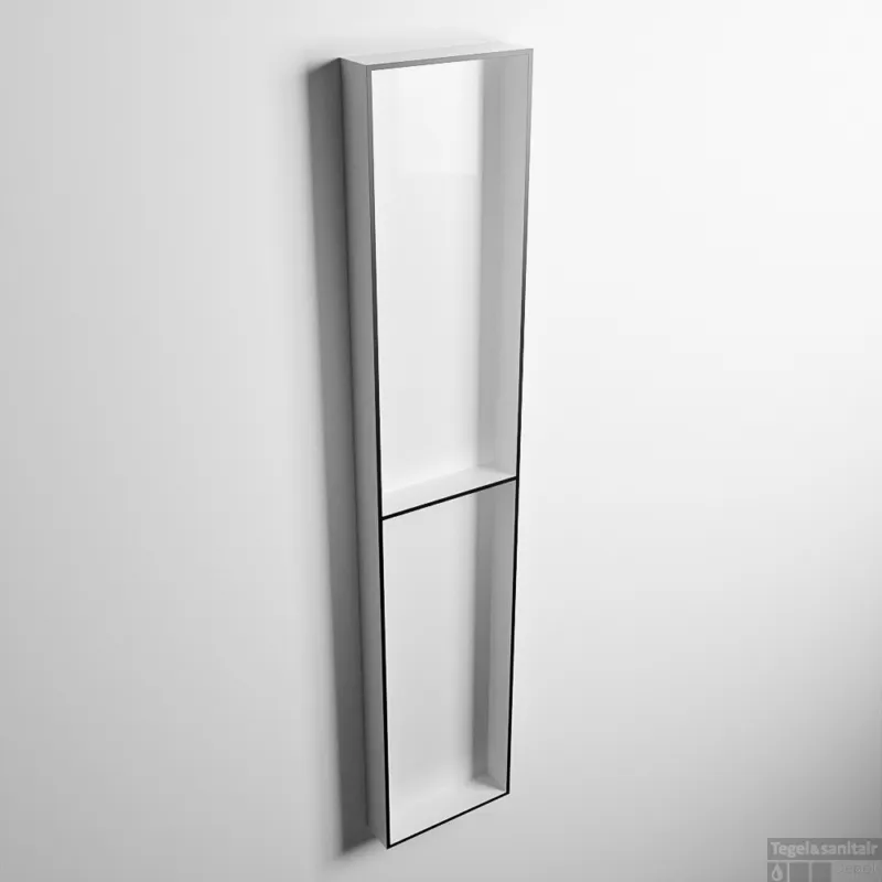 MONDIAZ EASY Nis 89,5x29,5cm in solid surface kleur Urban Talc. 2 vakken geschikt voor in- of opbouw Direct Verzonden