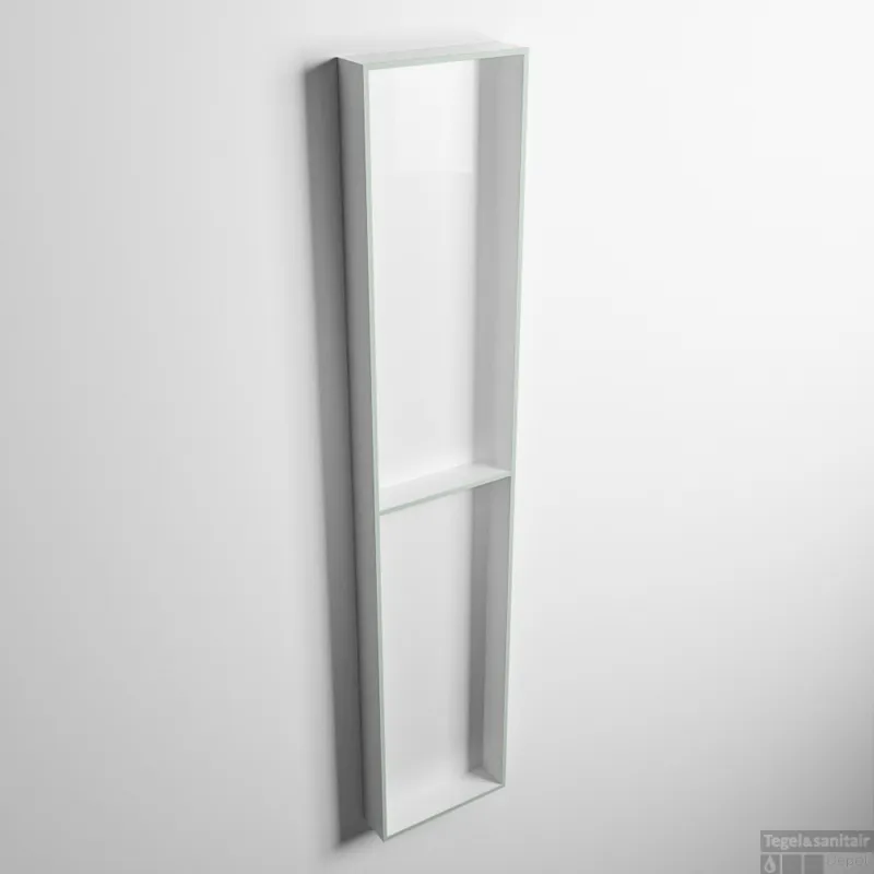MONDIAZ EASY Nis 89,5x29,5cm in solid surface kleur Greey Talc. 2 vakken geschikt voor in- of opbouw Betrouwbaar