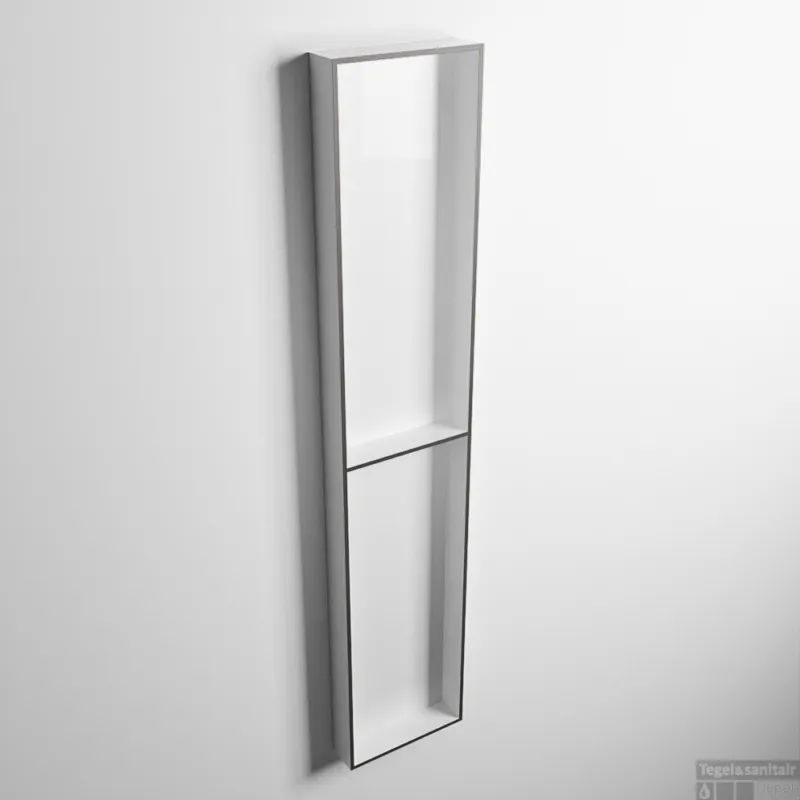 Bestel Nu MONDIAZ EASY Nis 89,5x29,5cm in solid surface kleur DarkGrey Talc. 2 vakken geschikt voor in- of opbouw