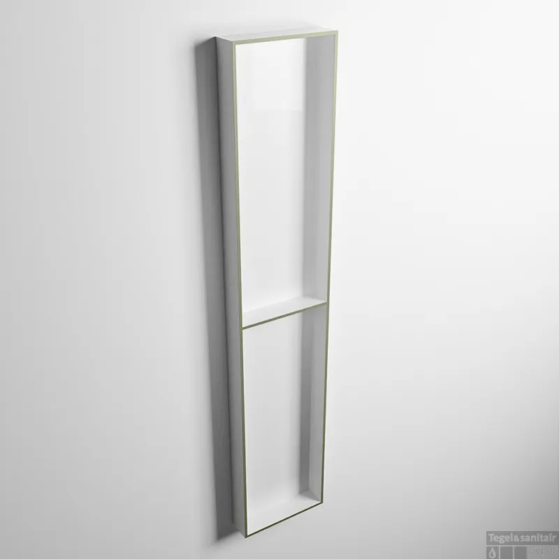 Shop Nu MONDIAZ EASY Nis 89,5x29,5cm in solid surface kleur Army Talc. 2 vakken geschikt voor in- of opbouw