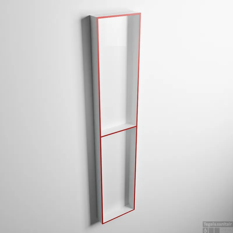 Snelle Levering MONDIAZ EASY Nis 89,5x29,5cm in solid surface kleur Fire Talc. 2 vakken geschikt voor in- of opbouw