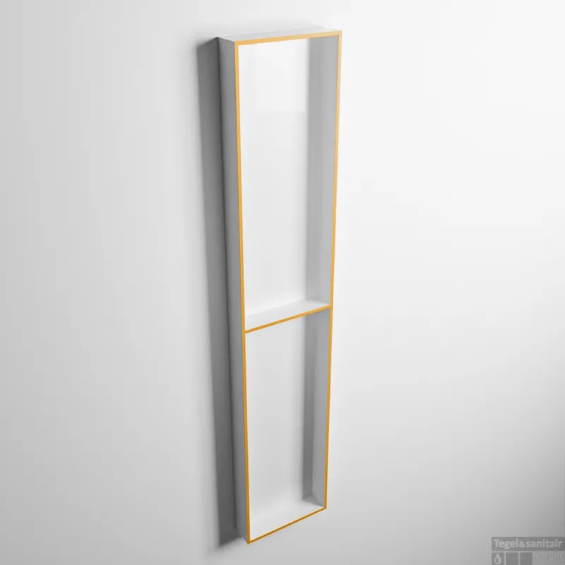 Populair MONDIAZ EASY Nis 89,5x29,5cm in solid surface kleur Ocher Talc. 2 vakken geschikt voor in- of opbouw