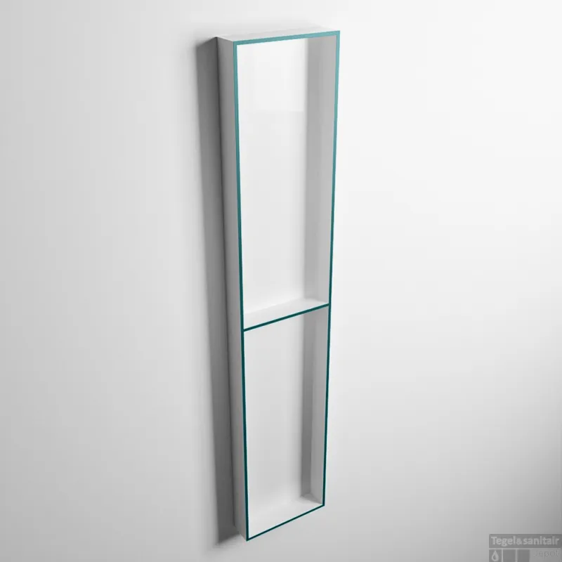 MONDIAZ EASY Nis 89,5x29,5cm in solid surface kleur Smag Talc. 2 vakken geschikt voor in- of opbouw Must-Have
