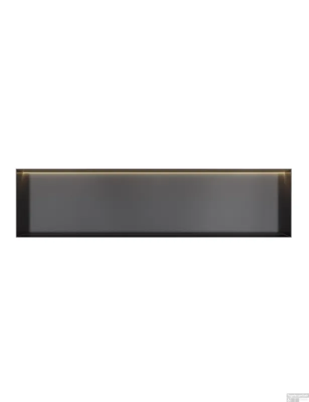 Hotbath &MORE Inbouwnis 30x120x10cm frameless + LED Geborsteld Zwart PVD Exclusieve Aanbieding