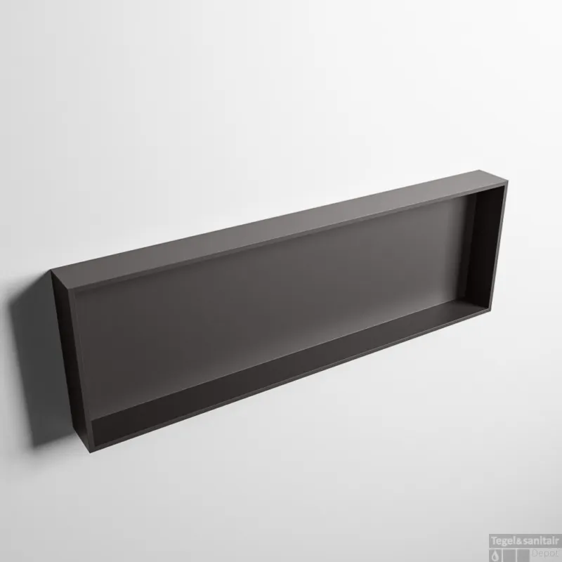 Snelle Levering MONDIAZ EASY Nis 89,5x29,5cm in solid surface kleur DarkGrey DarkGrey. 1 vak geschikt voor in- of opbouw