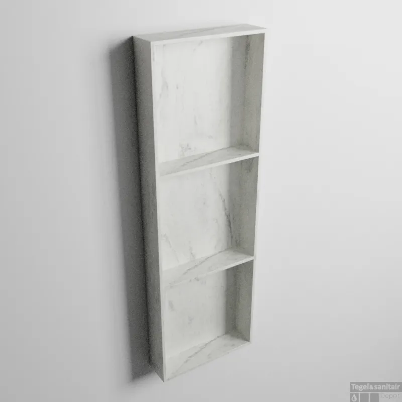 MONDIAZ EASY Nis 89,5x29,5cm in solid surface kleur Opalo. 3 vakken geschikt voor in- of opbouw Populair