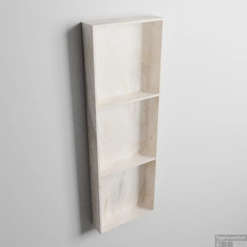 MONDIAZ EASY Nis 89,5x29,5cm in solid surface kleur Ostra. 3 vakken geschikt voor in- of opbouw Must-Have