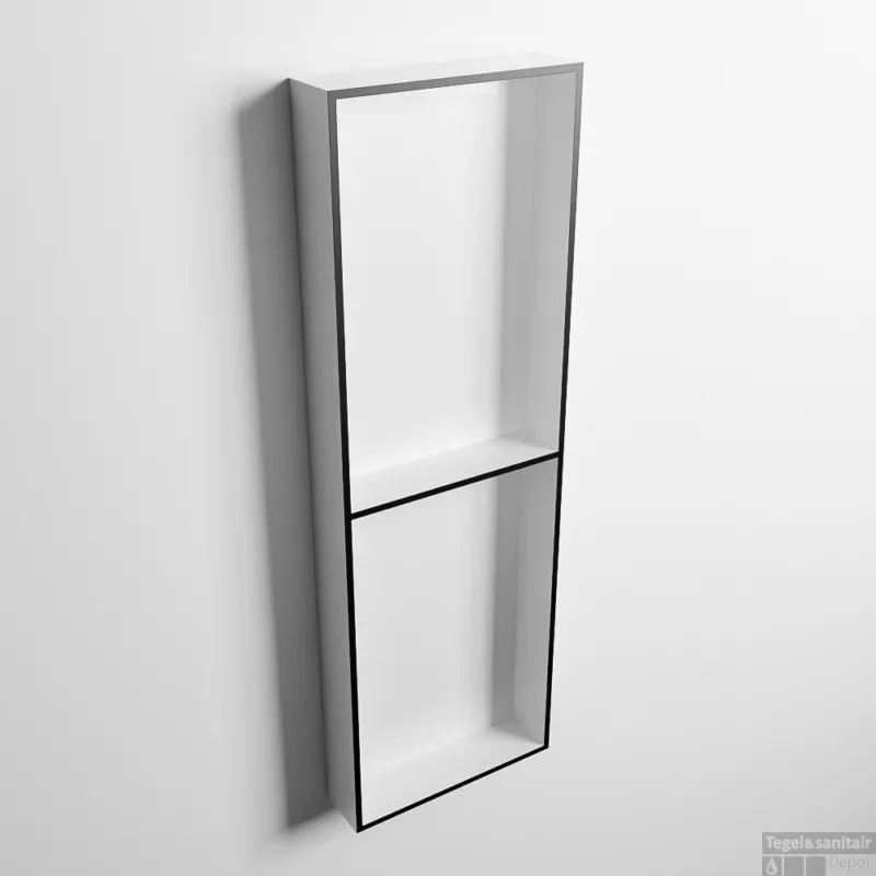 Korting MONDIAZ EASY Nis 149,5x29,5cm in solid surface kleur Urban Talc. 2 vakken geschikt voor in- of opbouw