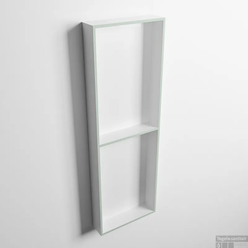 Op = Op MONDIAZ EASY Nis 149,5x29,5cm in solid surface kleur Greey Talc. 2 vakken geschikt voor in- of opbouw