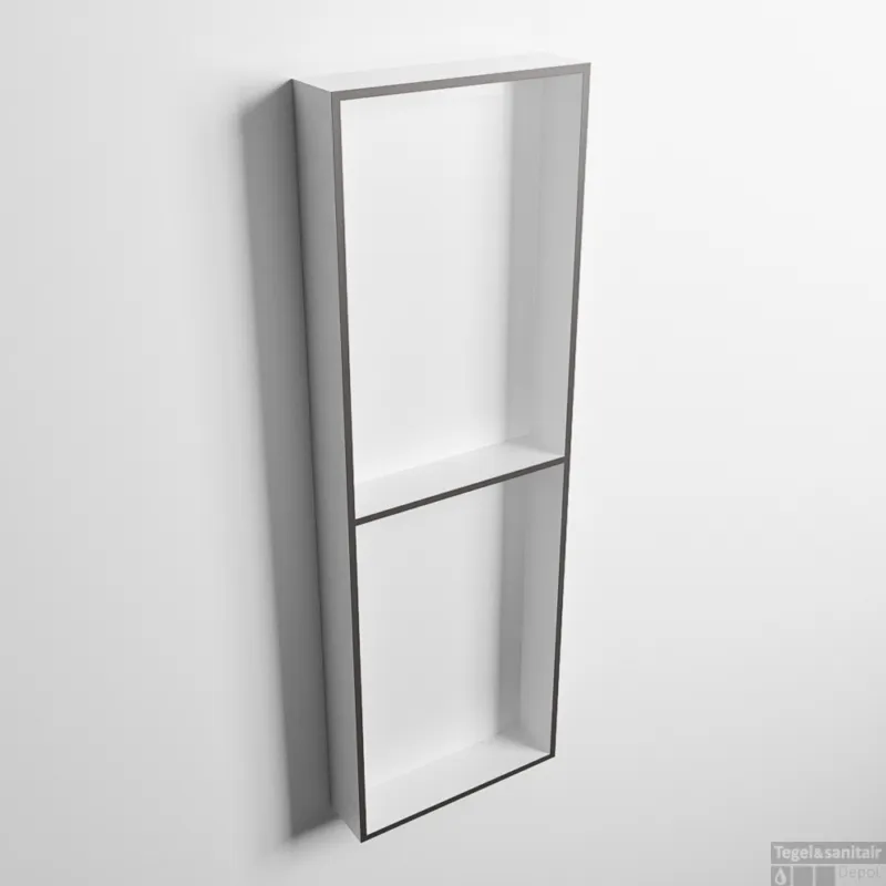 Lage Kosten MONDIAZ EASY Nis 149,5x29,5cm in solid surface kleur DarkGrey Talc. 2 vakken geschikt voor in- of opbouw